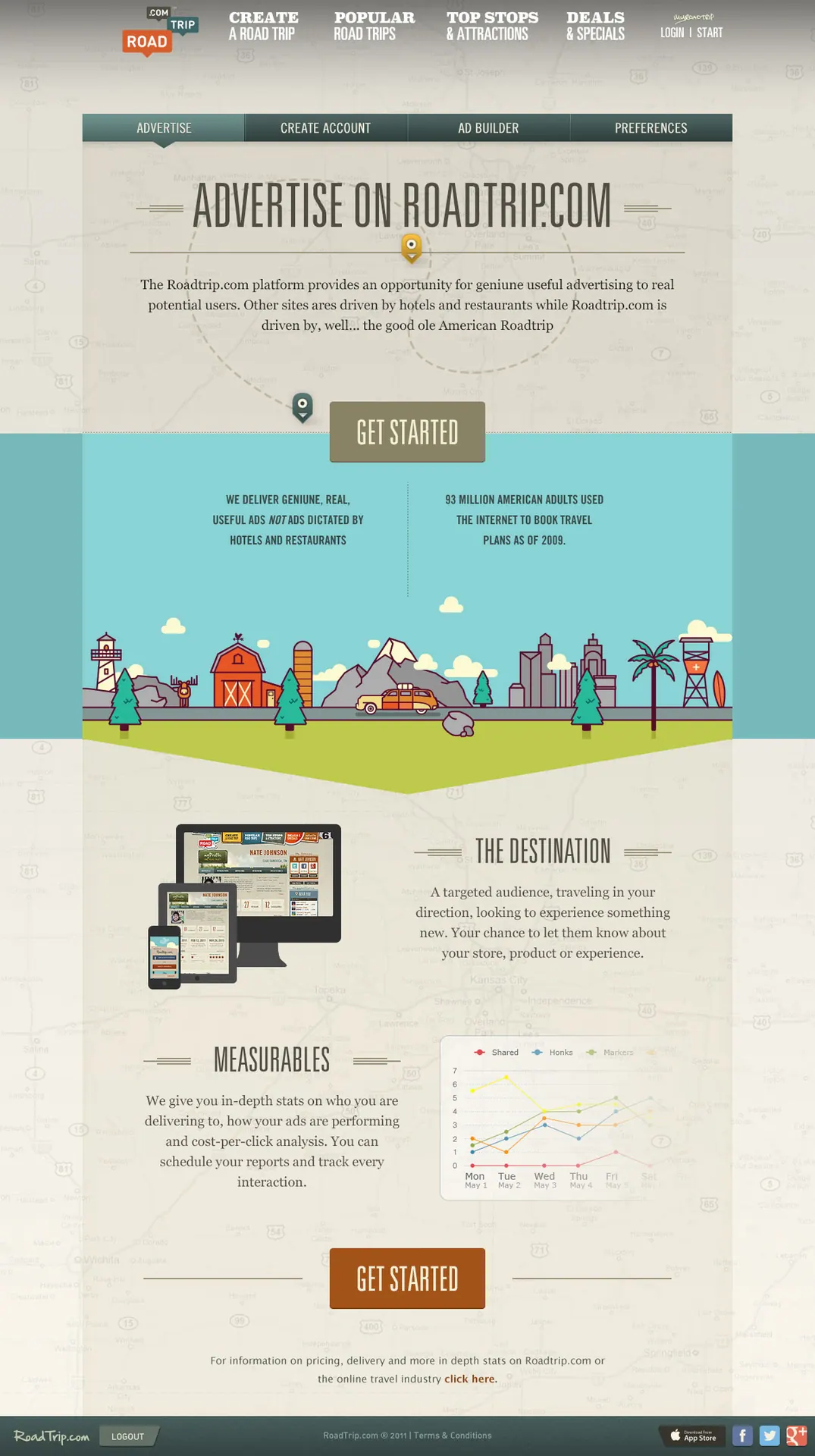 The advertise on Roadtrip.com landing page design.