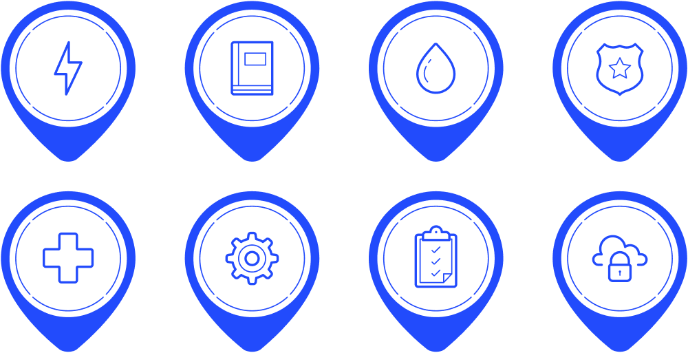 The custom location-based icon set built for the experience.