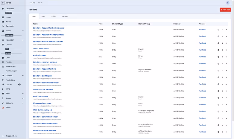 TVPPA Administrative CMS portal developed by Triptych Interactive