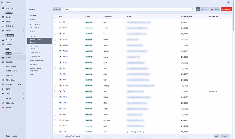 The Webflow CMS dashboard for managing site content.