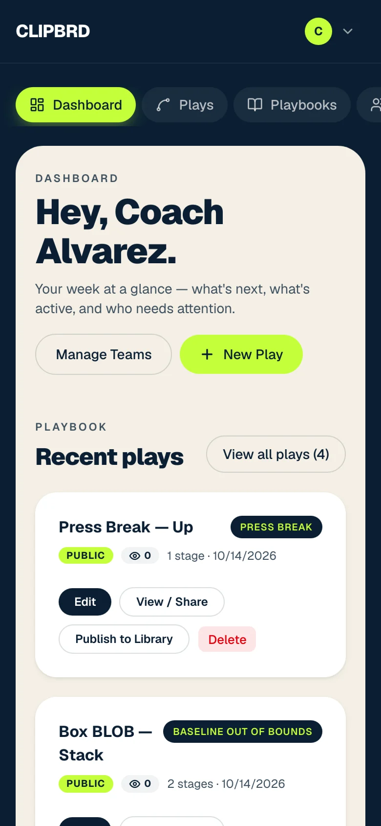 The Clipbrd dashboard on a phone