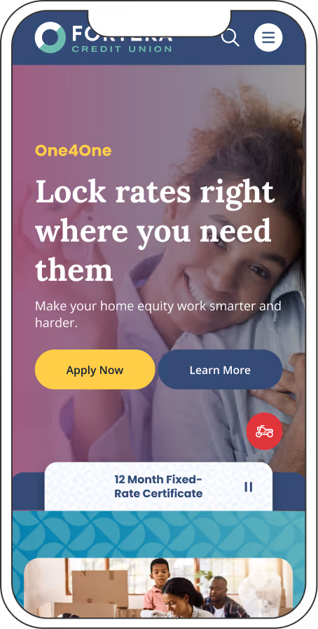 Fortera mobile banking website screen