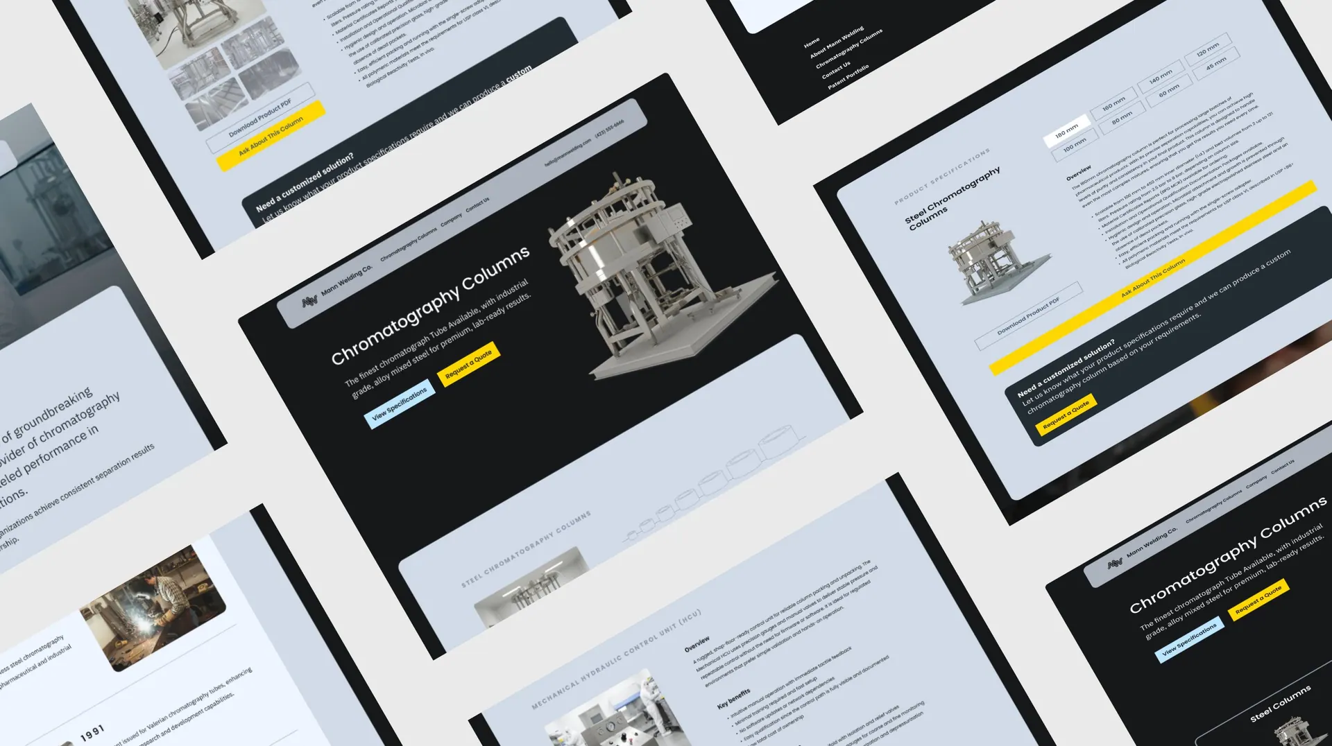 The launched Mann Welding site shown across a spread of desktop pages