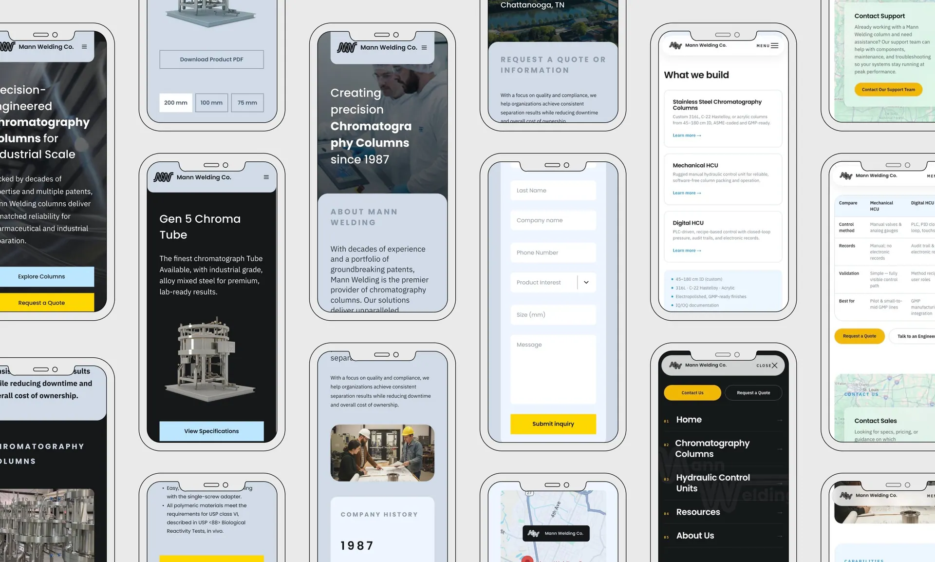 The launched Mann Welding site shown across a grid of mobile screens