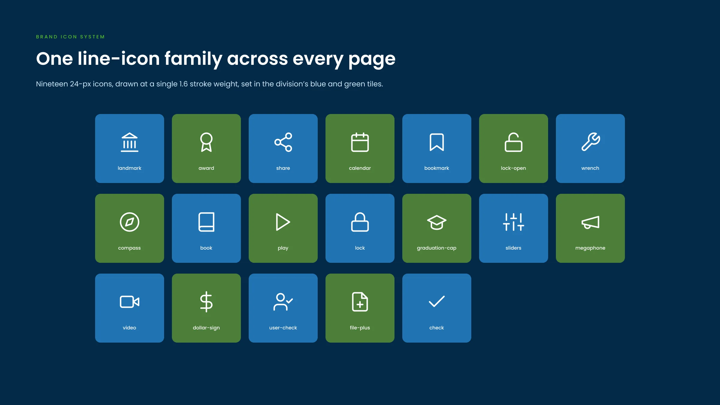 The NEMRA Lighting icon set: nineteen line icons on alternating blue and green tiles